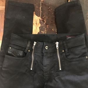Diesel Sleenker black jeans w/front zippers 28 W